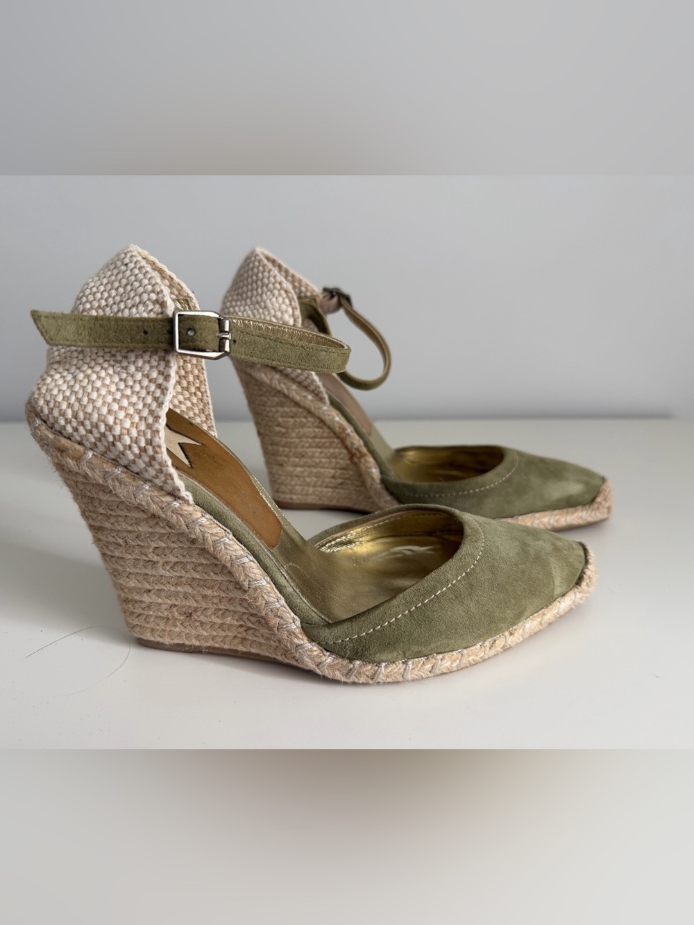 Wedge Espadrille Sandals in Olive Green - Women